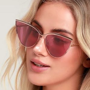 ROSE GOLD AND BURGUNDY CAT-EYE SUNGLASSES